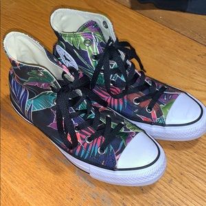 Multi-colored Leafy Plant Converse Hightops